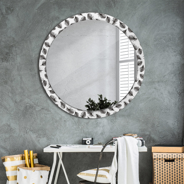 Miroir rond imprimé Plumes