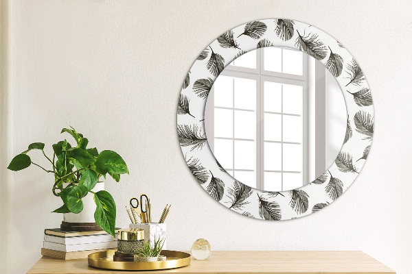 Miroir rond imprimé Plumes