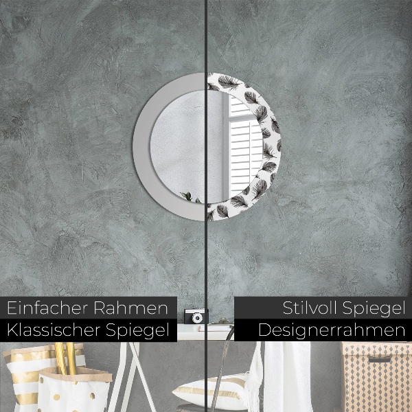 Miroir rond imprimé Plumes