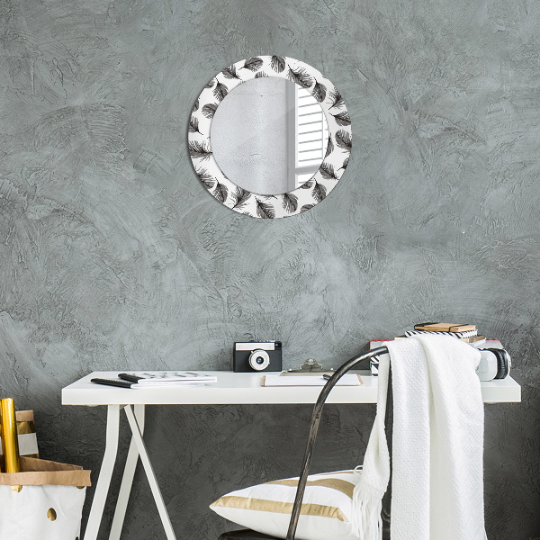 Miroir rond imprimé Plumes