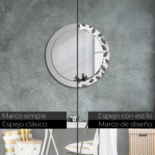 Miroir rond imprimé Plumes