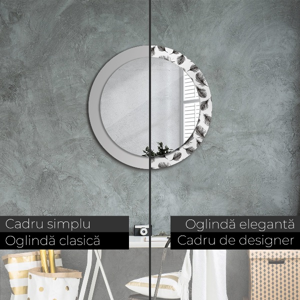 Miroir rond imprimé Plumes