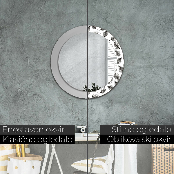 Miroir rond imprimé Plumes