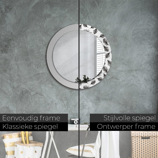 Miroir rond imprimé Plumes