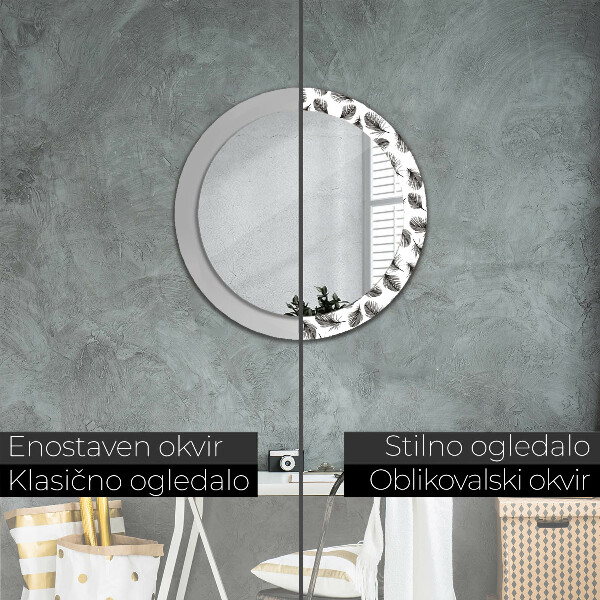 Miroir rond imprimé Plumes