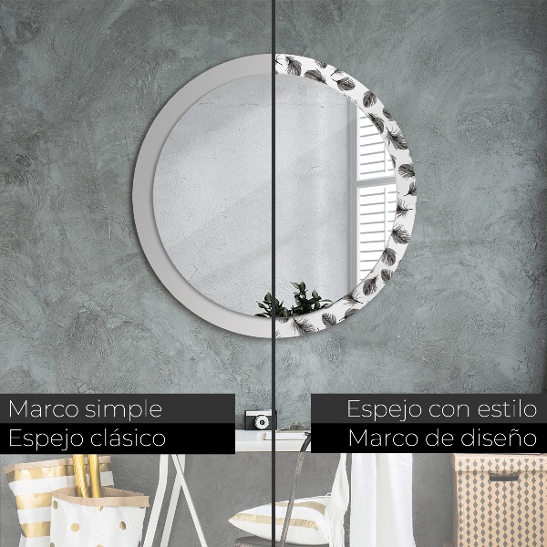 Miroir rond imprimé Plumes