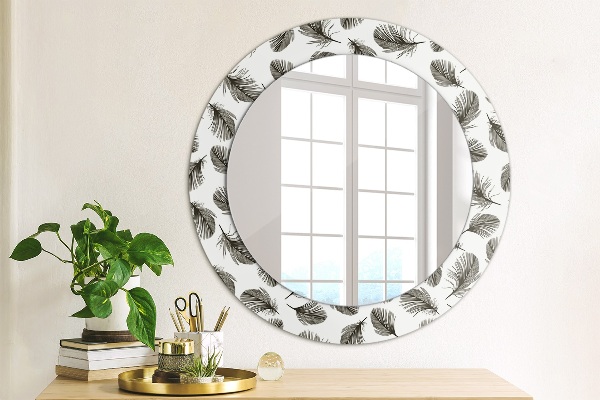 Miroir rond imprimé Plumes
