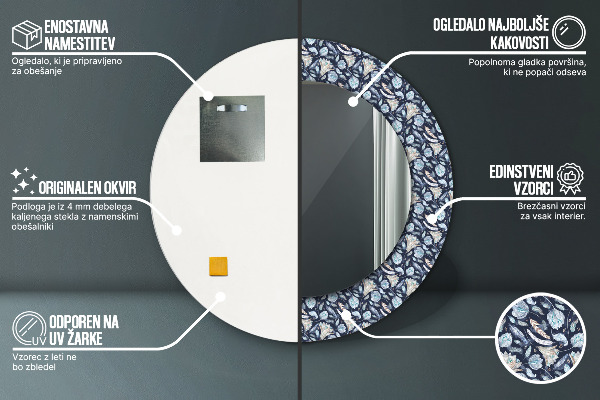 Miroir rond imprimé Motif boho