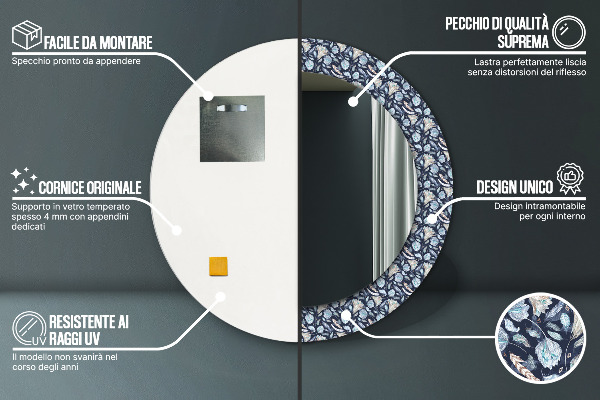 Miroir rond imprimé Motif boho