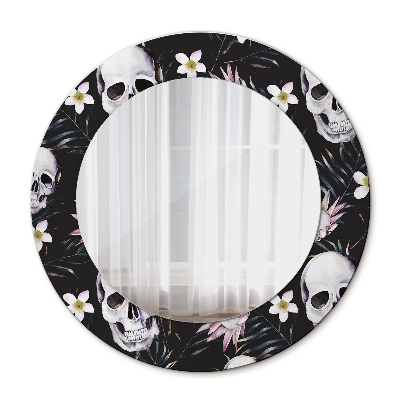Miroir rond imprimé Fleurs du crâne