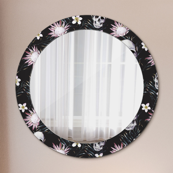 Miroir rond imprimé Fleurs du crâne
