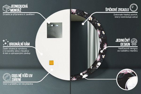 Miroir rond imprimé Fleurs du crâne
