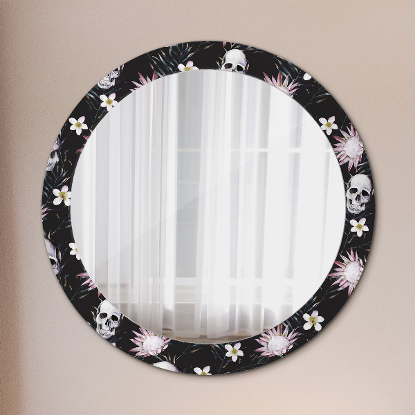Miroir rond imprimé Fleurs du crâne
