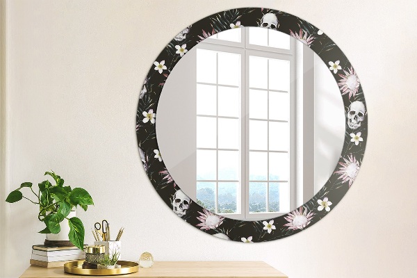 Miroir rond imprimé Fleurs du crâne