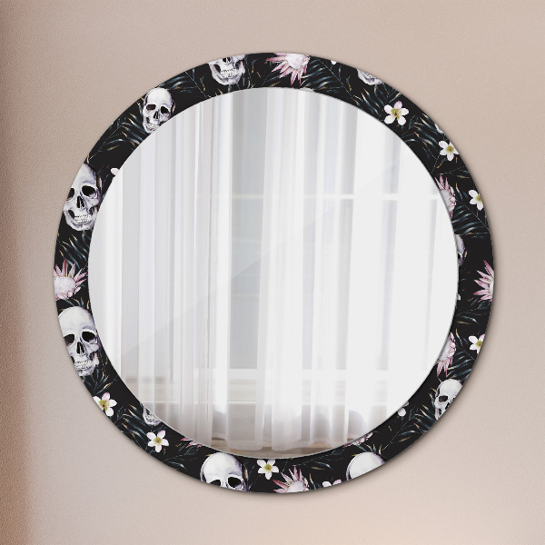 Miroir rond imprimé Fleurs du crâne