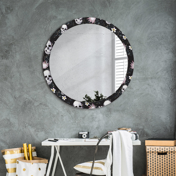 Miroir rond imprimé Fleurs du crâne