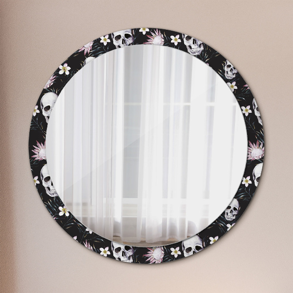 Miroir rond imprimé Fleurs du crâne