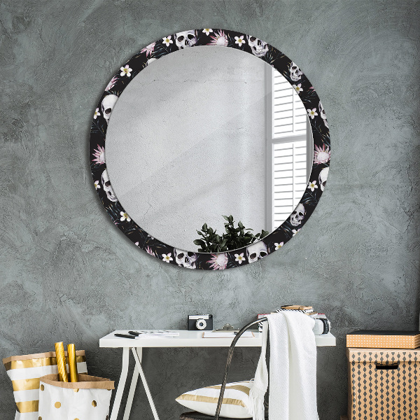 Miroir rond imprimé Fleurs du crâne