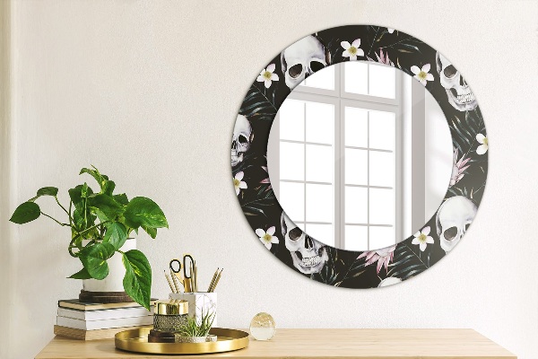 Miroir rond imprimé Fleurs du crâne