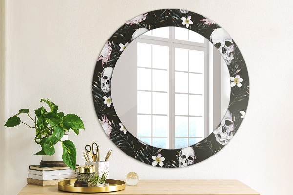 Miroir rond imprimé Fleurs du crâne