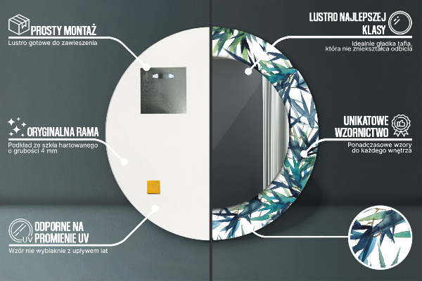 Miroir rond imprimé Palmiers bleus