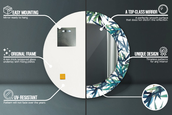 Miroir rond imprimé Palmiers bleus