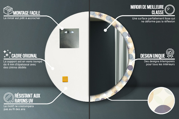 Miroir rond imprimé Roues géométriques