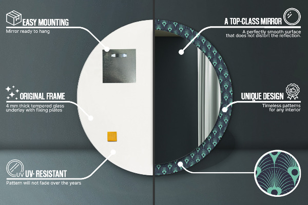 Miroir rond imprimé Motif floral
