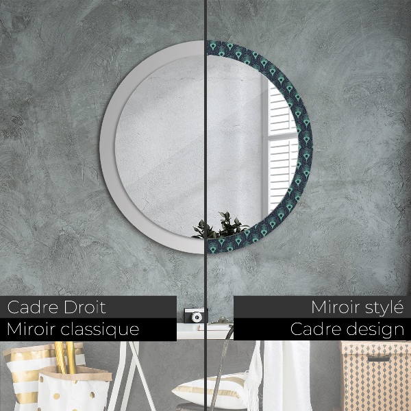 Miroir rond imprimé Motif floral