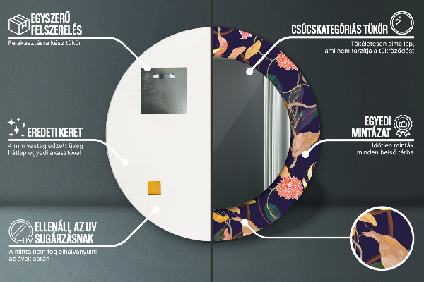 Miroir rond imprimé Plantes aquarelles