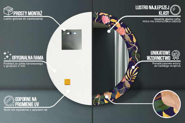 Miroir rond imprimé Plantes aquarelles