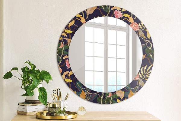 Miroir rond imprimé Plantes aquarelles