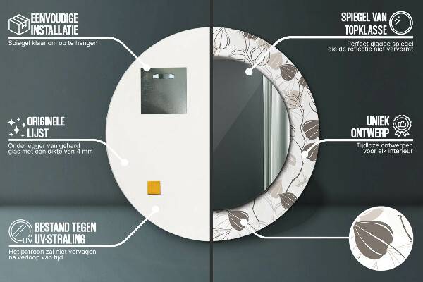 Miroir rond imprimé Résumé floral
