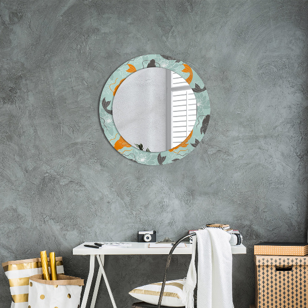 Miroir rond avec décoration Carpe chinoise