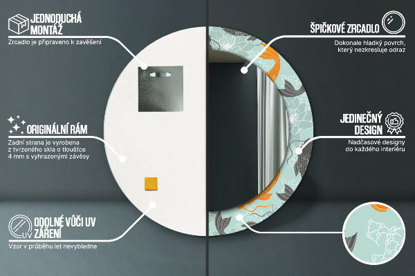 Miroir rond avec décoration Carpe chinoise
