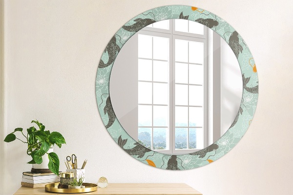 Miroir rond avec décoration Carpe chinoise
