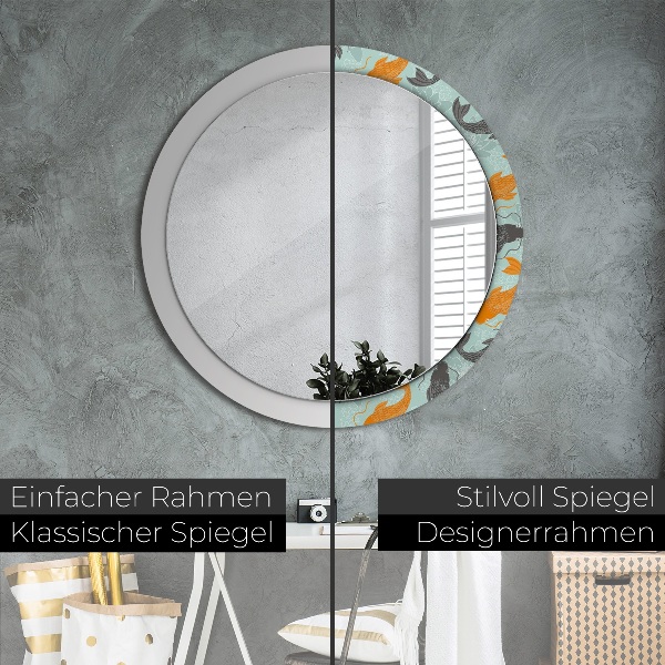 Miroir rond avec décoration Carpe chinoise