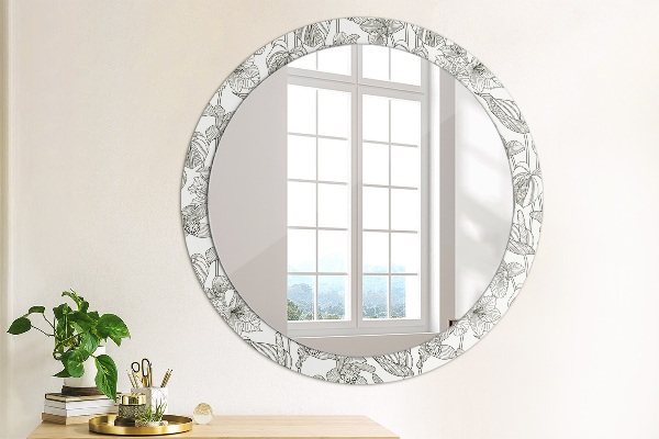 Miroir rond avec décoration Motif floral
