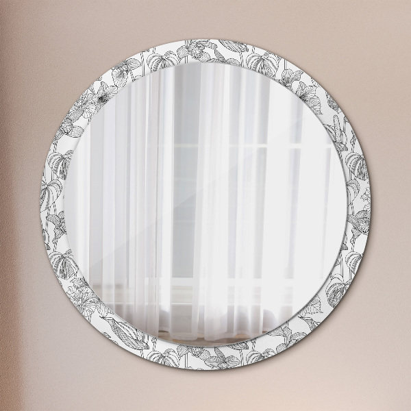 Miroir rond avec décoration Motif floral