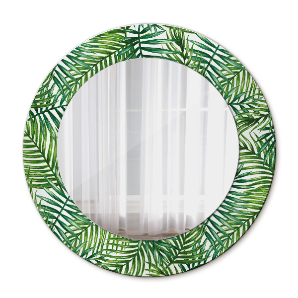 Miroir rond avec décoration Paume tropicale