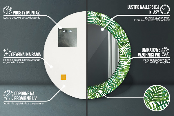Miroir rond avec décoration Paume tropicale