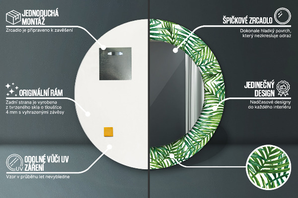 Miroir rond avec décoration Paume tropicale