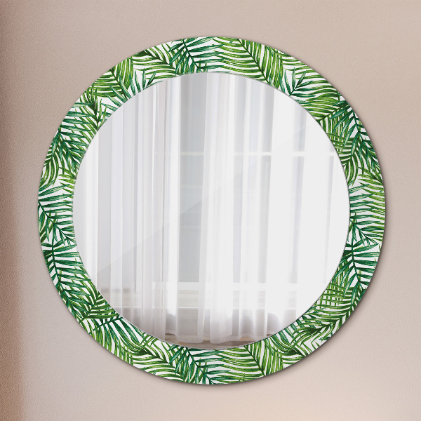Miroir rond avec décoration Paume tropicale