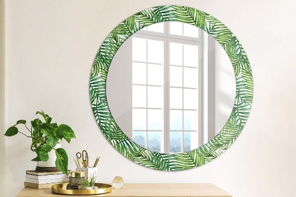 Miroir rond avec décoration Paume tropicale