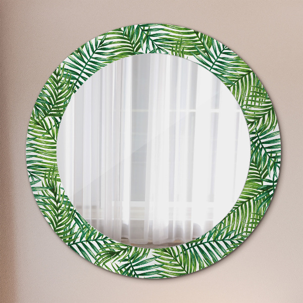 Miroir rond avec décoration Paume tropicale
