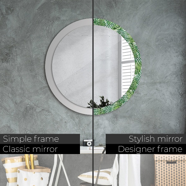 Miroir rond avec décoration Paume tropicale