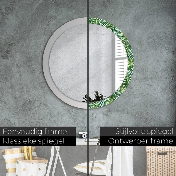 Miroir rond avec décoration Paume tropicale