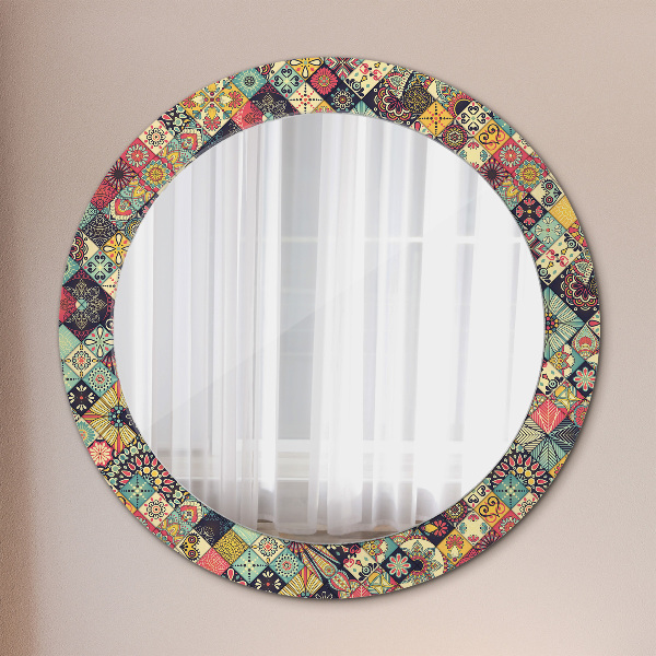 Miroir rond avec décoration Ethnique floral