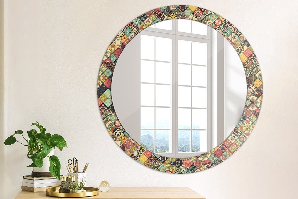 Miroir rond avec décoration Ethnique floral
