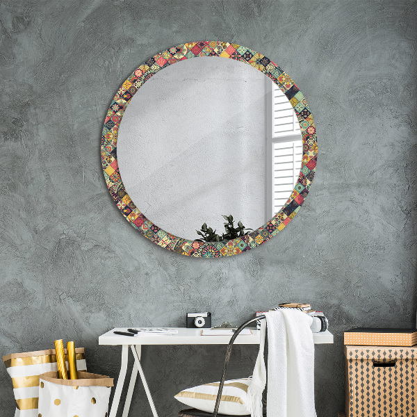 Miroir rond avec décoration Ethnique floral